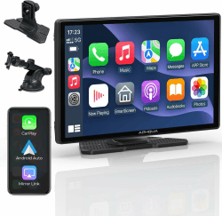 CarPlay Display, 9 Zoll kabelloses Apple CarPlay und Android Auto. Tragbarer, lichtempfindlicher Touchscreen, digitaler Media Receiver mit AirPlay, Google Assistant, GPS, FM und AUX