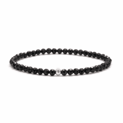 BERGERLIN Echtes Naturstein Armband mit 925 Sterling Silberperle - Perlenarmband für Damen und Herren mit Echtheitszertifizierung
