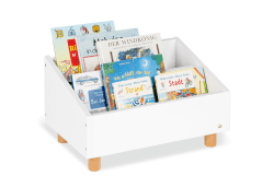 PINOLINO Kinderbücherregal Ando - Skandinavisches Design, 2 stufenförmige Fächer, weißes MDF, mit abgerundeten Holzfüßen, Regal für Kinder ab 3 Jahren, Weiß, breit