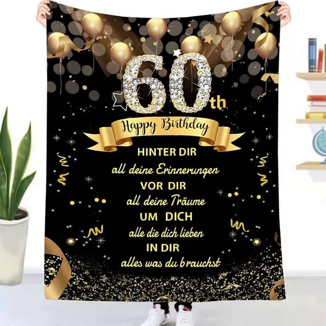 UOOYAA 60 Geburtstag Geschenk Kuscheldecke für Frauen Manner, 60. Geburtstagsgeschenk für Frauen Kuscheldecke für Freundin Beste Freundin Schwester Geschenke zum 60. Geburtstag