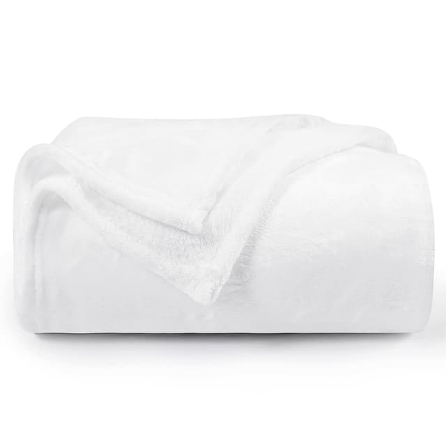 Aisbo Kuscheldecke Flauschig Decke Weiß - Fleecedecke Warme Sofa Decke für Winter, Kuschlige Wohndecke Kinder Weich als Wohnzimmer, Blanket 130x150 cm Klein Couchdecke