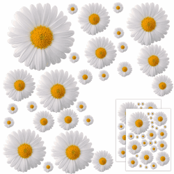Autoaufkleber Blumen Gänseblümchen Prilblumen Tuning - 27/54/108 Stück - Lustige Karosserie Motorrad Fahrradhelm Glasaufkleber (Medium, 54 Stücke, Farbe 010)