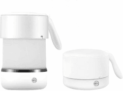 Adirigo Faltbarer Wasserkocher für die Reise (BPA-frei), 500 ml elektrischer Wasserkocher aus Silikon mit heißem Tee, Faltbarer Wasserkocher mit doppelter Spannung und Edelstahlboden 110-240 V