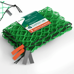 CargoVA® Anhängernetz 1,5x2,2M [DEKRA Geprüft] – Anhängernetz mit Gummiseil und Eckmarkierung – für perfekte Ladungssicherung Grün 1,5x2,2M