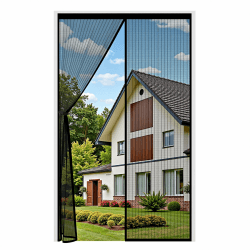 Auxmir VERDICKTER Fliegengitter Tür, Magnet Insektenschutz 70x210cm, Stärkere Magneten, Langlebige Fliegengitter Balkontür, 4cm Breites Klettband, Fliegenvorhang für Wohnzimmer Terrassentür, Schwarz 70x210cm Schwarz