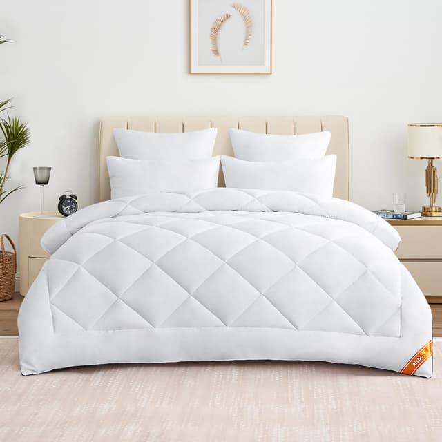 Aisbo Bettdecke 200x220 cm Ganzjahresdecke 300GSM - Decke 220x200cm 4 Jahreszeiten, Steppdecke 200x220 Weiche und Bequeme, Oberbett ohne Kissen