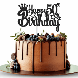 ALEGRE® Tortendeko 50 Geburtstag Deko,Happy Birthday Kuchendeko,Torten Deko 50 Geburtstag Mann Frau,Happy 50 Birthday Cake Topper,Tortendeko 50 Jahre Geburtstag Kuchen Deko,Geburtstagsdeko 50 Jahre