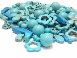 500g Türkis Edelstein Perlen Set Mix Rund Würfel Oval 8mm bis 30mm Schmucksteine Halbedelstein für Schmuck Konvolut Edel Bastelset G168