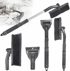 Funmo Auto Eiskratzer,Auto Eiskratzer Scheibenkratzer für Winter, 2 in 1 Schneekratzer Auto mit 360° Bürstenkopf Eiskratzer&große Kante Borsten & Ergonomischem Schaumstoffgriff, Schneebürste für PKW