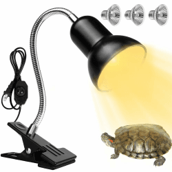 CEWROM Schildkröte Wärmelampe,50W Wärmelampe Schildkröten Reptilien Terrarium Lampe Mit 3 Uva Lampe Schildkröten Lampe 360° Schwenkklemme Clip Wärmespotlampe für Schildkröten Eidechse Reptilien