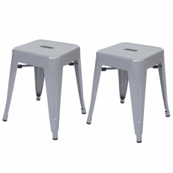 2er-Set Hocker HWC-A73, Metallhocker Sitzhocker, Metall Industriedesign stapelbar - grau