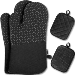 MILcea Ofenhandschuhe Topflappen Topfhandschuhe 4er Set, Backhandschuhe Kochhandschuhe Oven Mitts Hitzebeständig, 30 * 18 * 3.5cm