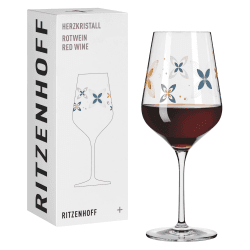 RITZENHOFF 3001009 Rotweinglas 500 ml - Serie Herzkristall Nr. 9 - Glas mit Blumenmotiv in Roségold - Made in Germany