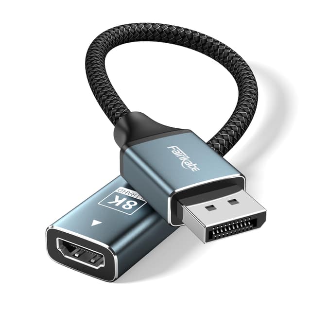 Aktiver Displayport 1.4 auf HDMI 2.1 Adapter, 8K 60Hz / 4K 120Hz Unidirektionaler DP auf HDMI Adapter (Stecker auf Buchse), DisplayPort auf HDMI für PC, Dell, HP, AMD, NVIDIA