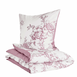 Zeitgeist Ibena Cholet Bettwäsche 155x220 cm – Baumwoll Bettwäsche-Set 2 TLG. Blumen und Streifen grau weiß, mit Reißverschluss 1x 155x220 cm + 1x 80x80 cm
