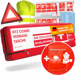 🚗 PURAHELP KFZ Kombitasche nach Norm 2025 - Inkl. Warndreieck, Warnweste