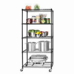 🌟 Seville Classics Schwerlastregal mit 5 Böden und Lenkrollen, 91,4 x 45,7 x 182,8 cm (LxBxH), Schwarz 🌟