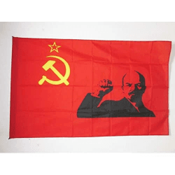🚩🔨 AZ FLAG - Flagge Sowjetunion Udssr Mit Lenine Erhobener Faust - 150x90 cm - Kommunismus Fahne 90 x 150 Cm 🔨🚩