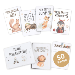 Marvelights Meilensteinkarten Baby, 50 Karten Inkl. Geschenkset 🎁