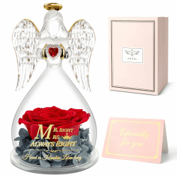 🌹👼 Romantische Ewige Rose Engel Geschenk für Paare - Hochwertige Engelrose in Glaskuppel