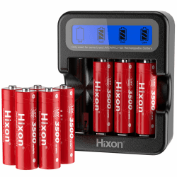 Hixon 1,5V Lithium AA Akku - 8 Stücke mit LCD-Display-Ladegerät ⚡️🔋