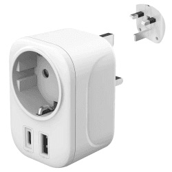 Reisestecker Adapter England Deutschland Stecker - Reiseadapter Typ G Steckdose UK Auf DE EU mit USB A & C 2.4A Steckdosenadapter