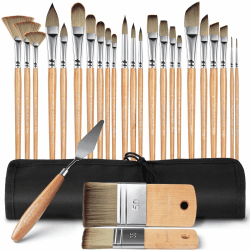 Pinselset Acrylfarben - 26 Stück Premium Synthetisches Künstlerpinselset 🎨