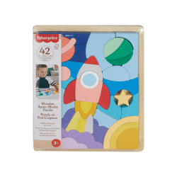 🚀 Fisher-Price Weltraum-Puzzle aus Holz für Kindergartenkinder, 42 Holzteile