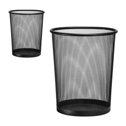 🗑️ D.RECT Papierkorb Büro 19L - Abfalleimer, Papierkorb aus Drahtgeflecht Mülleimer, Papiereimer - Metall Büroeimer Mesh Runder, XXL Schwarz - 2 Stück