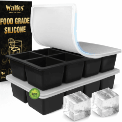 🧊 Walfos große Eiswürfelform Silikon, 2 Pack 8-fach Silikon Eiswürfelbehälter mit Deckel 🍹