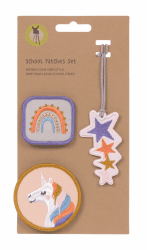 🦄 LÄSSIG Anhänger und Patches Set (3 Stk.) mit Druckknopf - School Patches Set für kreative Individualität