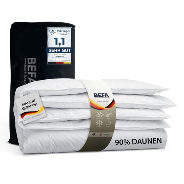 BEFA NATUR Made in Germany Daunendecke 200x200 cm 🛌🌞