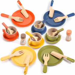 🎁 GAGAKU Holz Geschirrset für Kinder Küchenspielzeug - 26-teilig 🍽️