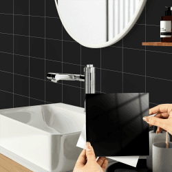 Hode Fliesenaufkleber 15x15cm Schwarz, 24 Stück Fliesenfolie Bad Wasserfest 🛁🔝