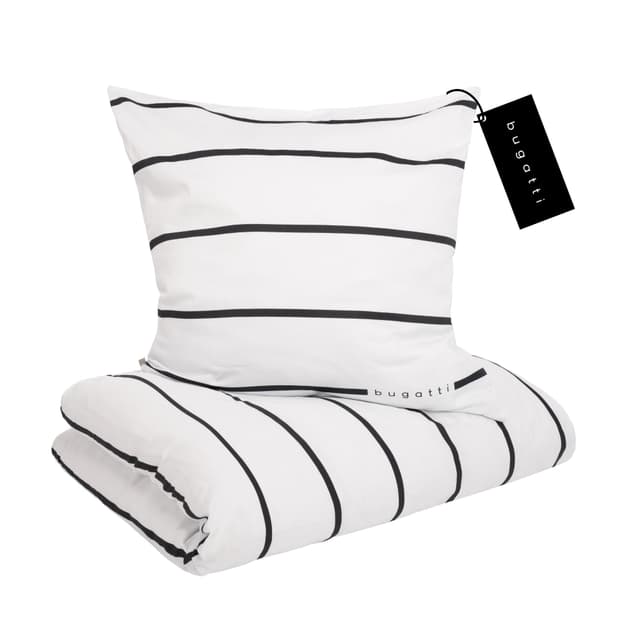 🛌🏻 Luxuriöse Bugatti Bettwäsche 135x200 cm - Satinbettwäsche weiß/schwarz 🖤