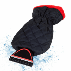 🚗❄️ AUPROTEC Eiskratzer mit Handschuh gefüttert Schwarz-Rot