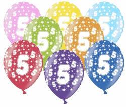 10 kunterbunte Luftballons 5. Geburtstag - Metallic 30cm - Made in EU