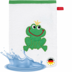 Smithy by Dagmar Nelk Waschlappen Baby Frosch | Baumwolle Frottee | Waschhandschuh Kinder | Jungen & Mädchen | Geschenk zur Geburt