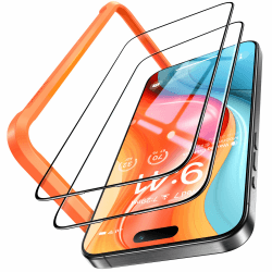 TORRAS iPhone 15 Pro Panzerglas Full Screen [Unzerbrechlich TOP 9H+ Bruchsicher] - 2 Stück 📱🔒