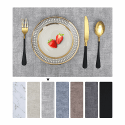 Homaxy Tischsets Abwaschbar 6er Set ✿ Wasserdicht Platzsets ✿ Platzset Leder, rutschfest ✿ Hellgrau