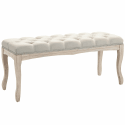 🛋️ HOMCOM Polsterbank Sitzbank Truhenbank Schuhbank Pianobank Klavierbank Vintage Bettbank Schlafzimmer Wohnzimmer Flur Gummiholz Leinen Beige 110 x 40 x 48 cm - Angebot