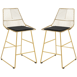 🌟 HOMCOM 2er-Set Barhocker in Gold mit Kissen und Stahlbeinen 🌟