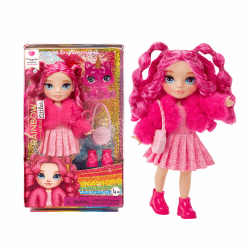 🌈 Rainbow High Littles - Magenta Monroe - Kleine, Bewegliche Modepuppe - Rosa 14 cm Große Puppe mit Handtasche und Magischem Kätzchen
