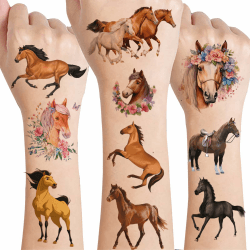 🐎 Drookaen Tattoo Kinder: 8 Blätter Pferde Tattoos für Mädchen und Jungen 🎁