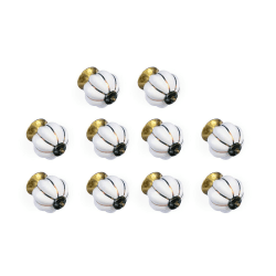 🌟 Set von 8 handbemalten Keramikknöpfen in Weiß und Gold - 40 mm Durchmesser