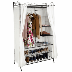 🌟 TecTake Metall Garderobenschrank mit Vorhang Kleiderschrank 🌟