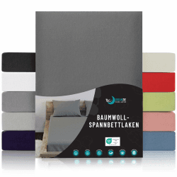 Dreamzie - Spannbettlaken 160x200cm - Baumwolle Oeko Tex Zertifiziert - Anthrazitgrau - 100% Jersey Spannbetttuch 160x200 🛏️