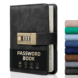 WEMATE Passwortbuch mit Schloss und alphabetischen Registern