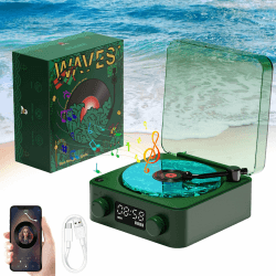 Vinyl Schallplattenspieler mit Wasserwellen Lampe - Dunkelgrün Waves Vinyl Player 🎶🌊