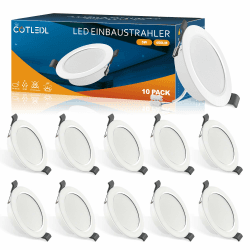 COTLEDL LED Einbaustrahler 230V Flach, 10er Set LED Spots 5W 450LM IP44 Bad Einbauleuchten